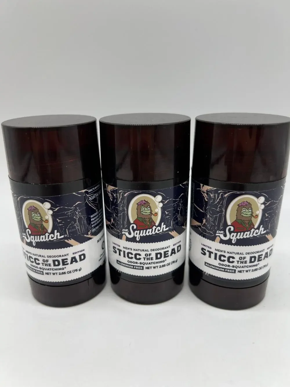 Dr Squatch Natural Deodorant Sticc of the Dead 2.65 oz Lot of 3